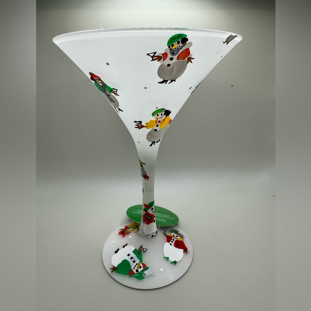 Lolita Snow Divas Christmas Martini Glass NIB Hand Painted Collectible 7oz